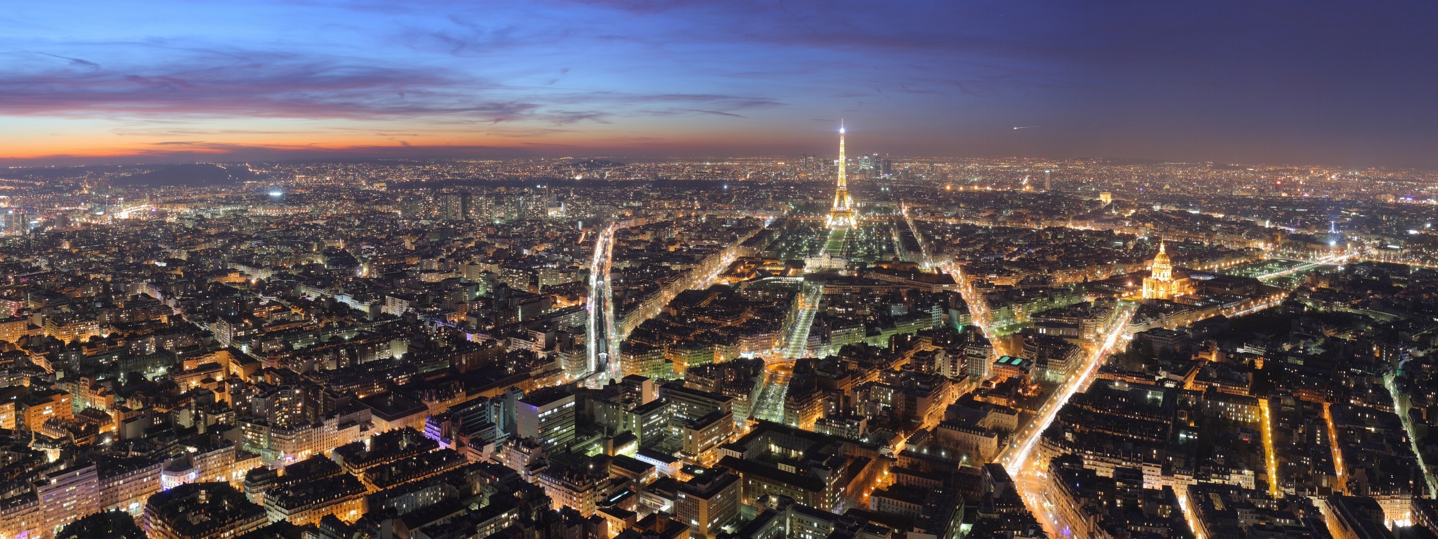 architektura - budynkinowoczesne - dual_screen_Paris-at-Night-paris-night-france-3360x1050